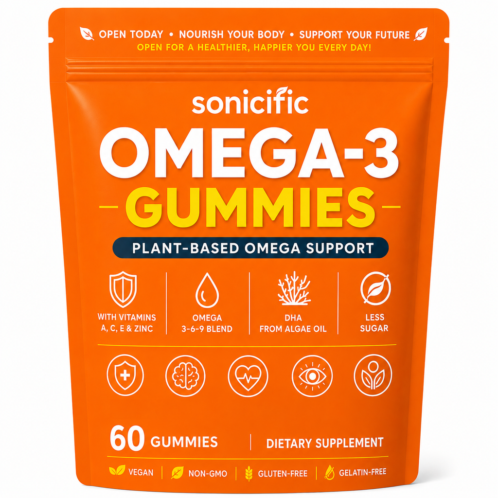 Omega-3 Gummies, Plant-Based Algae DHA & EPA, Vegan, 60 Gummies