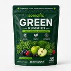 Sonicific Green Gummies – Zero Sugar Super Greens & Antioxidants, Green Apple Flavor, 60 Gummies
