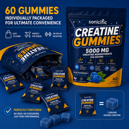 Creatine Gummies 5000mg Creatine Monohydrate, Betaine,Taurine, Alpha GPC