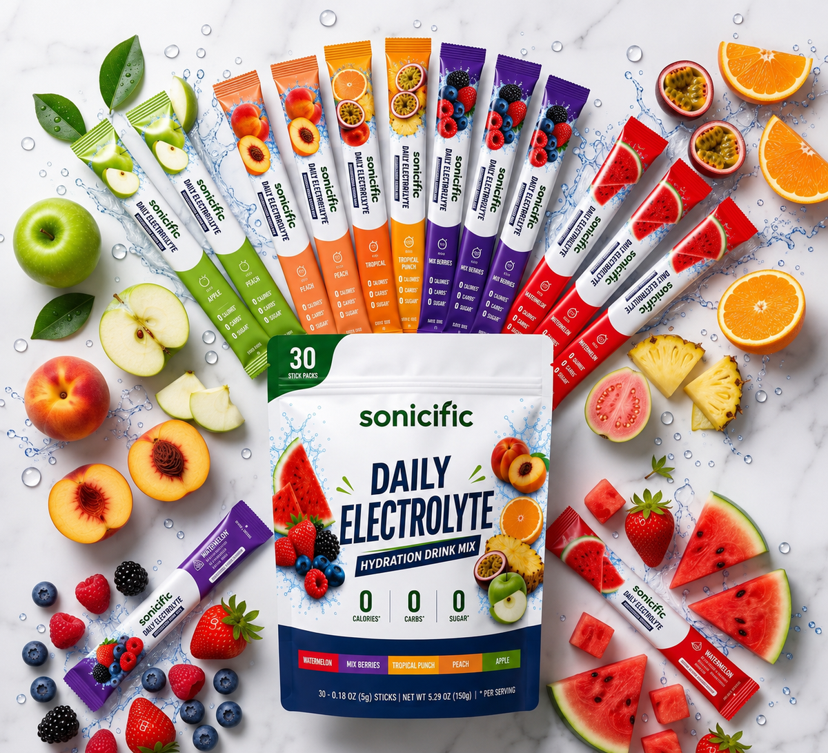 Daily Electrolyte Hydration Drink Mix Zero Sugar, Zero Calories, 30 Stick Packs