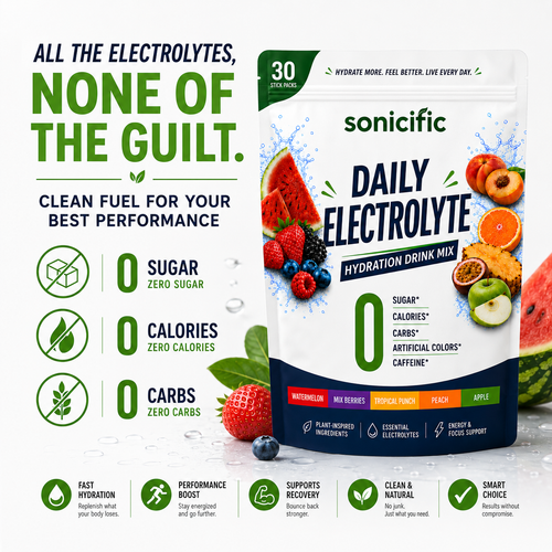 Daily Electrolyte Hydration Drink Mix Zero Sugar, Zero Calories, 30 Stick Packs