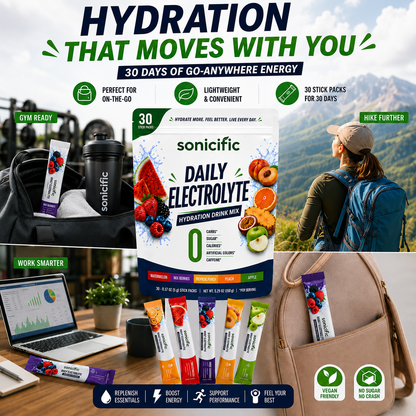 Daily Electrolyte Hydration Drink Mix Zero Sugar, Zero Calories, 30 Stick Packs