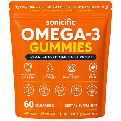 Vegan Omega-3 Gummies, Plant-Based Algae DHA & EPA, 60 Gummies