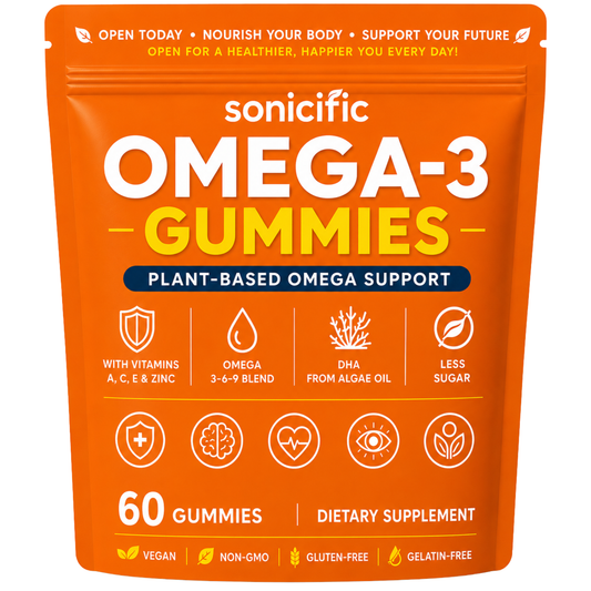 Vegan Omega-3 Gummies, Plant-Based Algae DHA & EPA, 60 Gummies