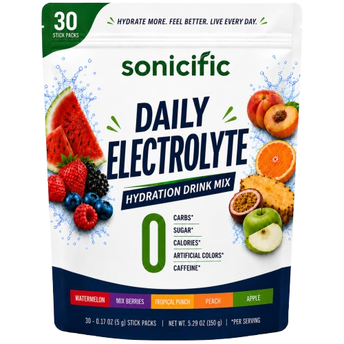 Daily Electrolyte Hydration Drink Mix Zero Sugar, Zero Calories, 30 Stick Packs