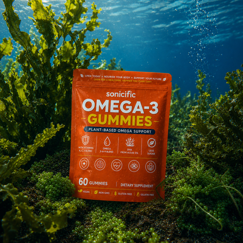 Omega-3 Gummies, Plant-Based Algae DHA & EPA, Vegan, 60 Gummies